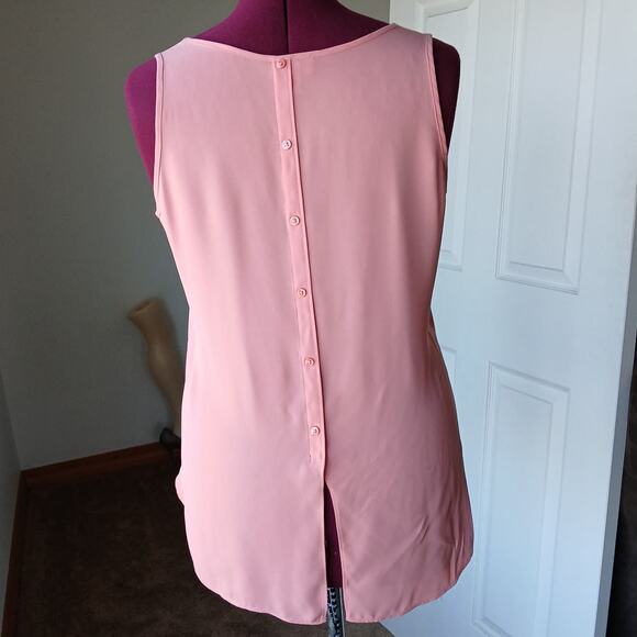Ann Taylor LOFT Pink Back Button Tank Top Medium tunic classic modern twee - Picture 5 of 12
